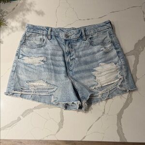 American Eagle Outfitters Light Wash Distressed Denim Shorts